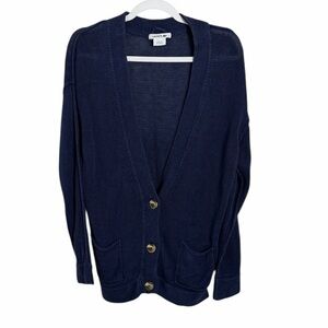 Lacoste Navy Linen Button Up Cardigan Size 34- 2/XS